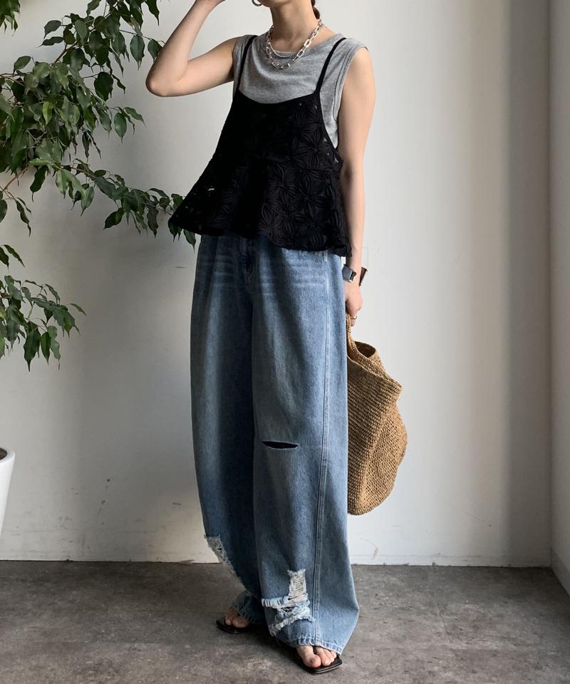 【再追加決定！/着映え◎/WEB限定】チュールフラワーキャミ