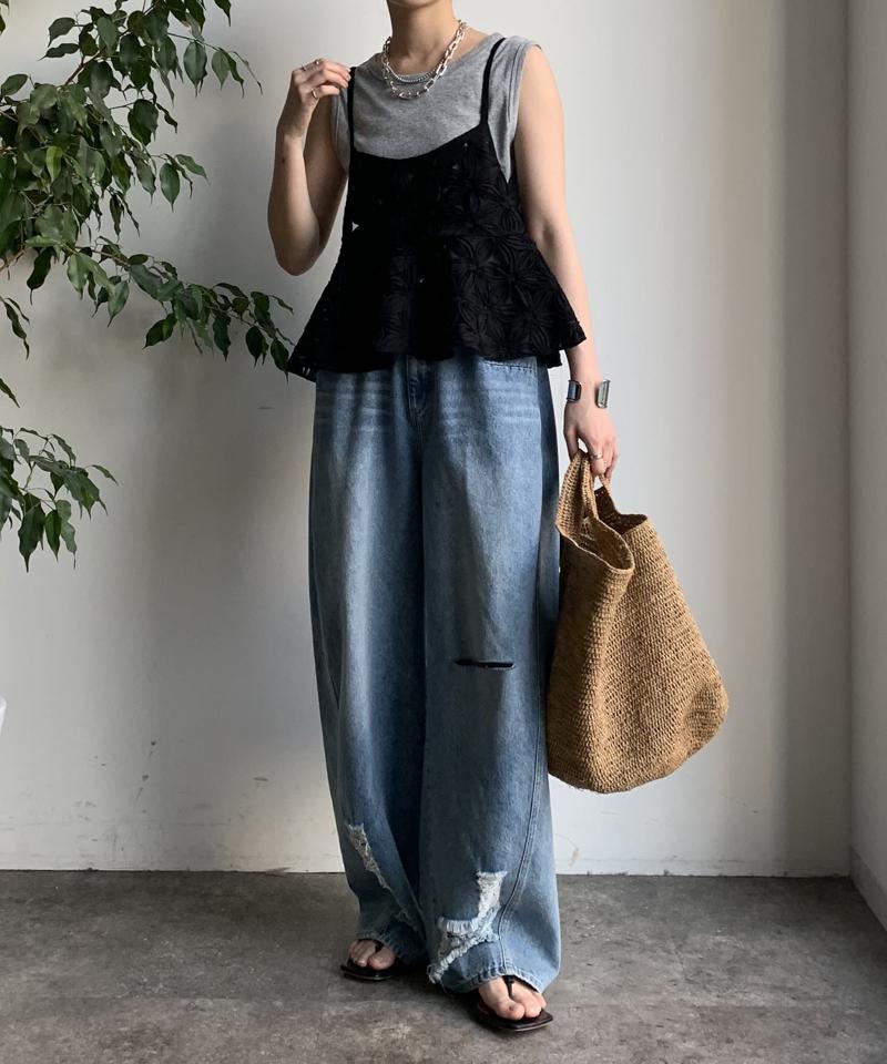 【再追加決定！/着映え◎/WEB限定】チュールフラワーキャミ