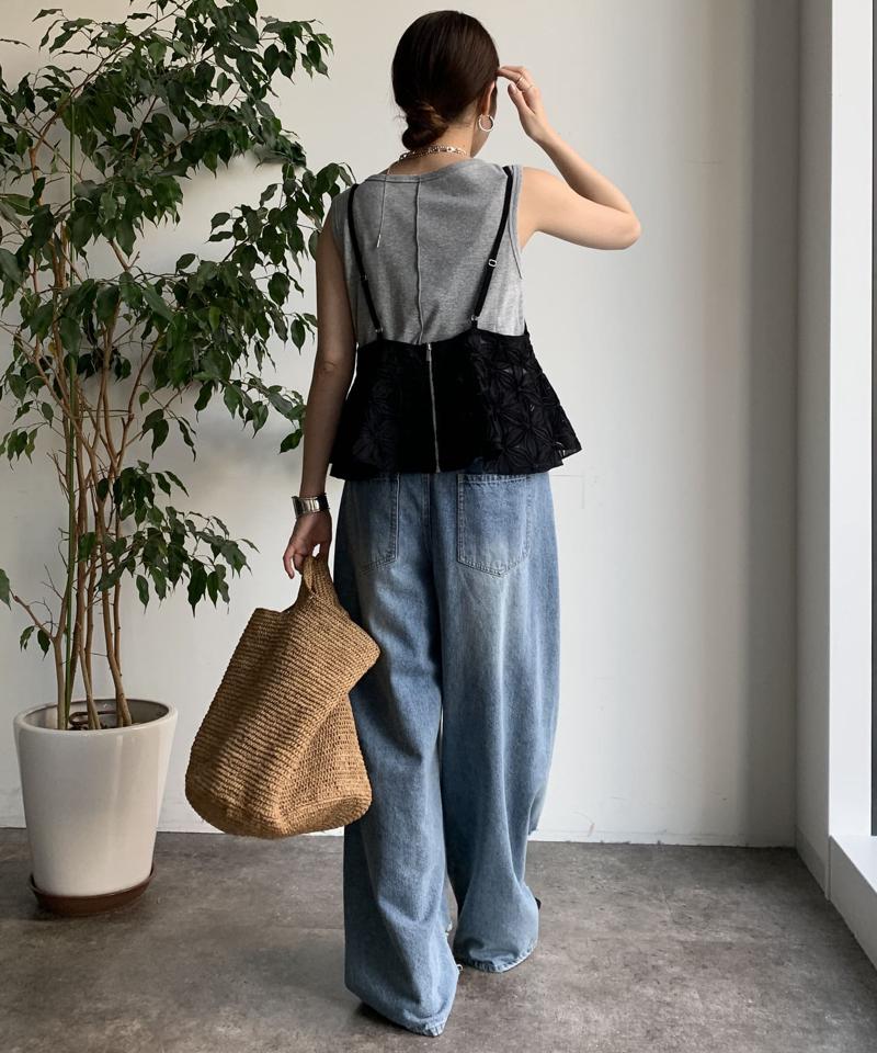 【再追加決定！/着映え◎/WEB限定】チュールフラワーキャミ