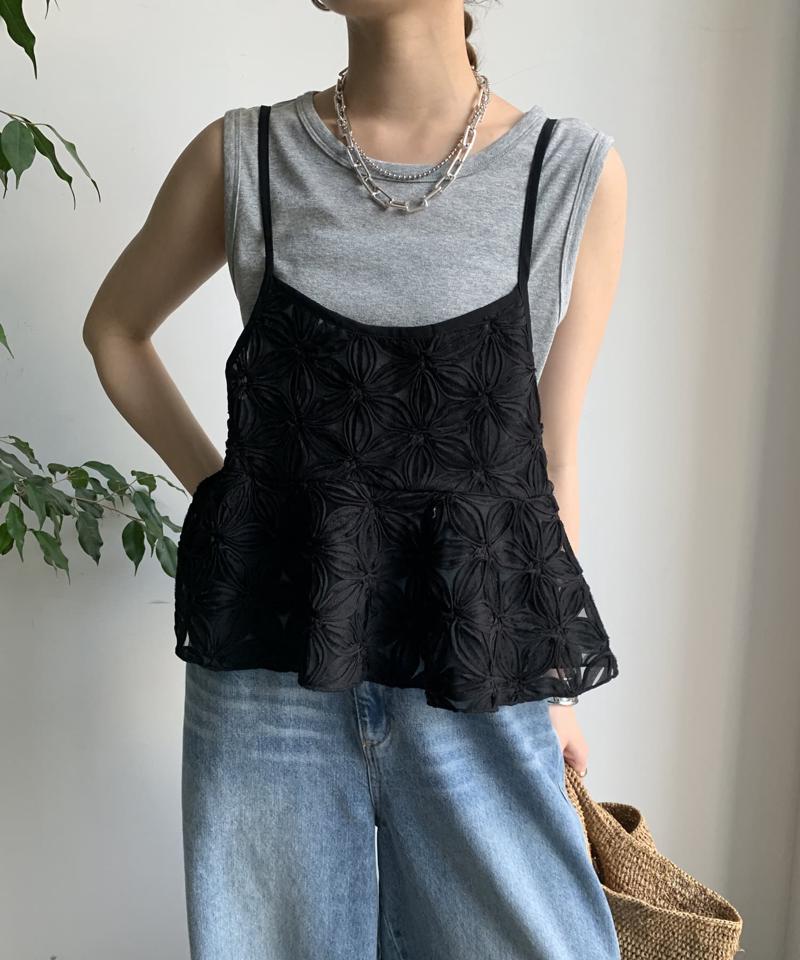 【再追加決定！/着映え◎/WEB限定】チュールフラワーキャミ