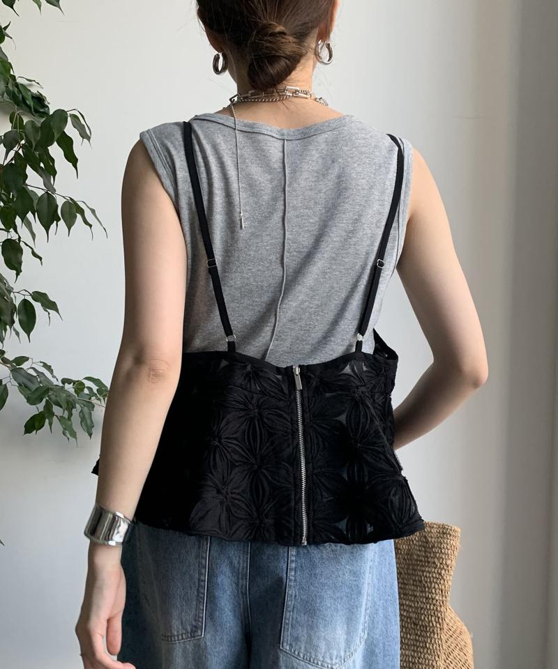 【再追加決定！/着映え◎/WEB限定】チュールフラワーキャミ