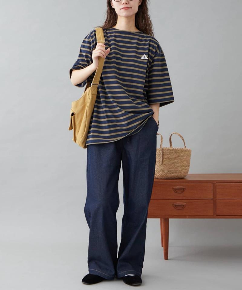 【GEVACO】ボートネック半袖ボーダーTEE
