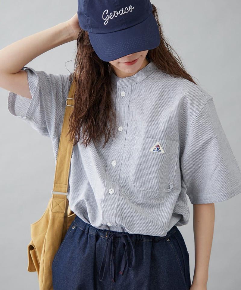 【GEVACO】綿麻バンドカラーシャツ