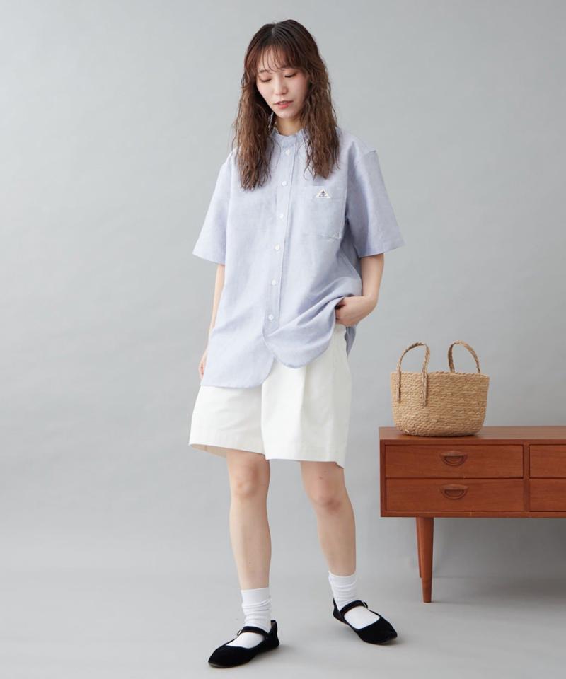 【GEVACO】綿麻バンドカラーシャツ