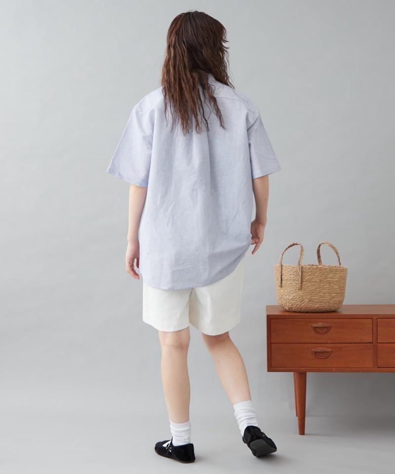【GEVACO】綿麻バンドカラーシャツ