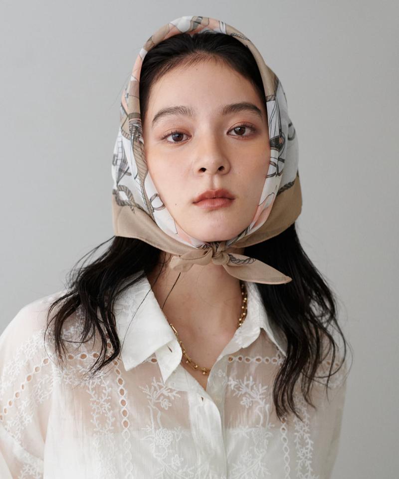 ヨット柄シフォンスカーフ