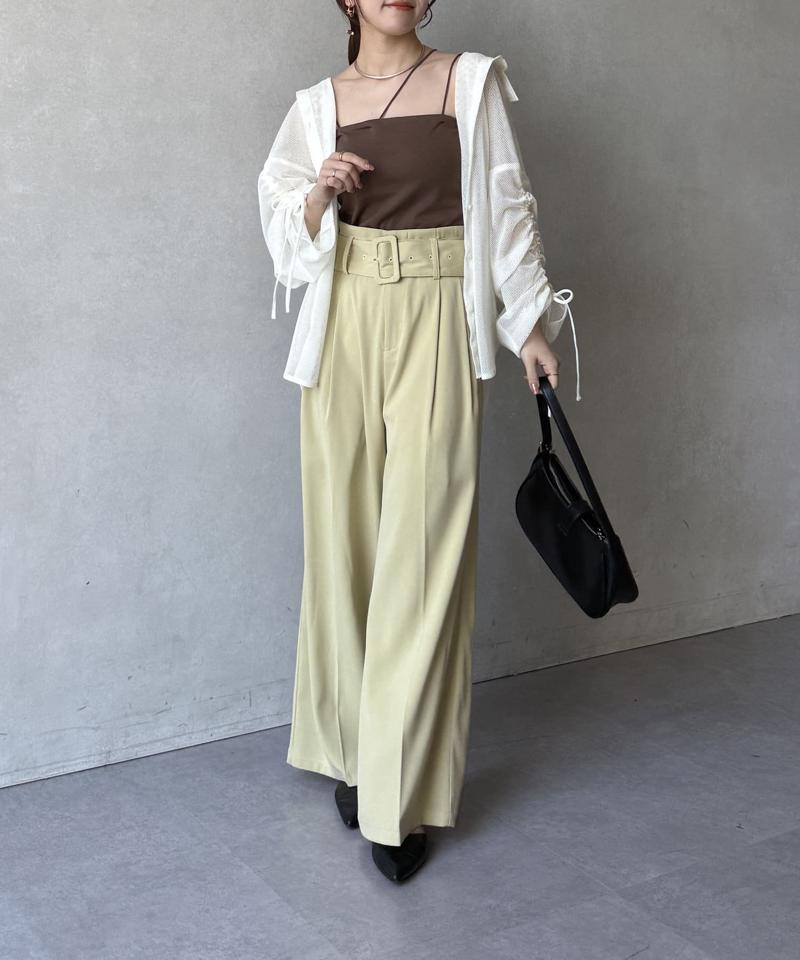 袖シャーリングメッシュシアーシャツ