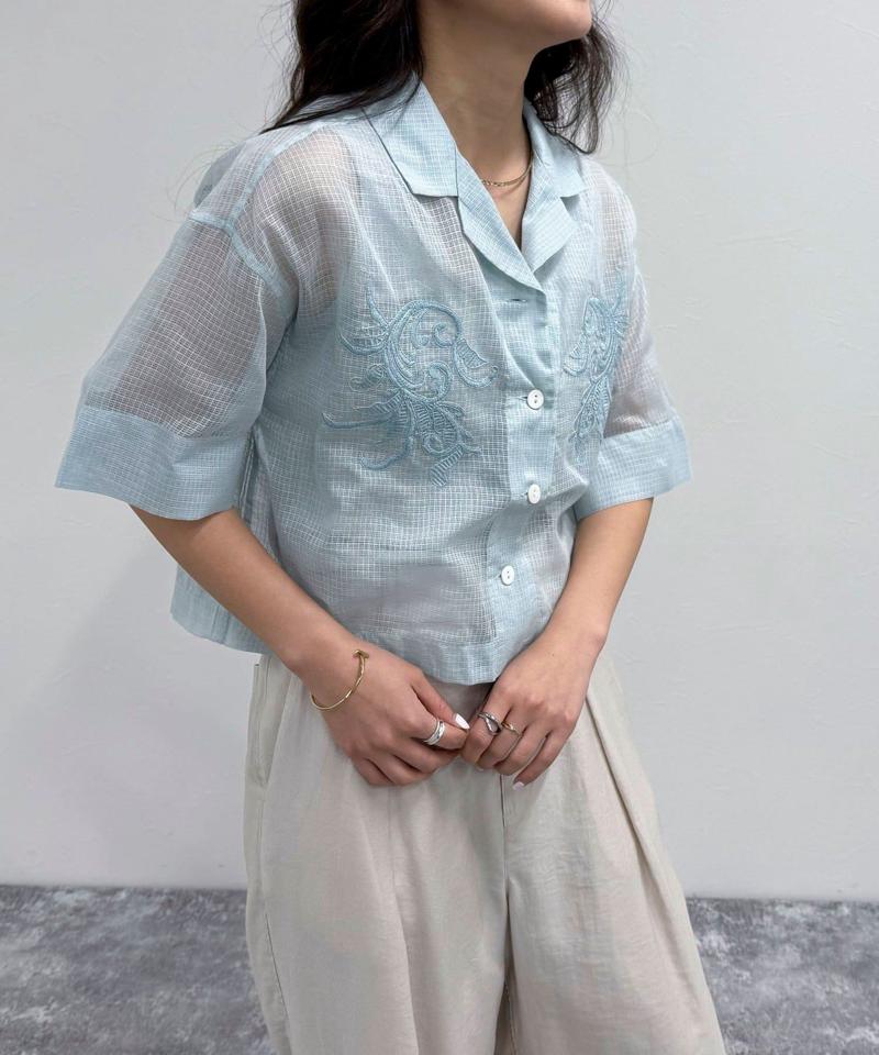 ハンド刺繍ショートシャツ
