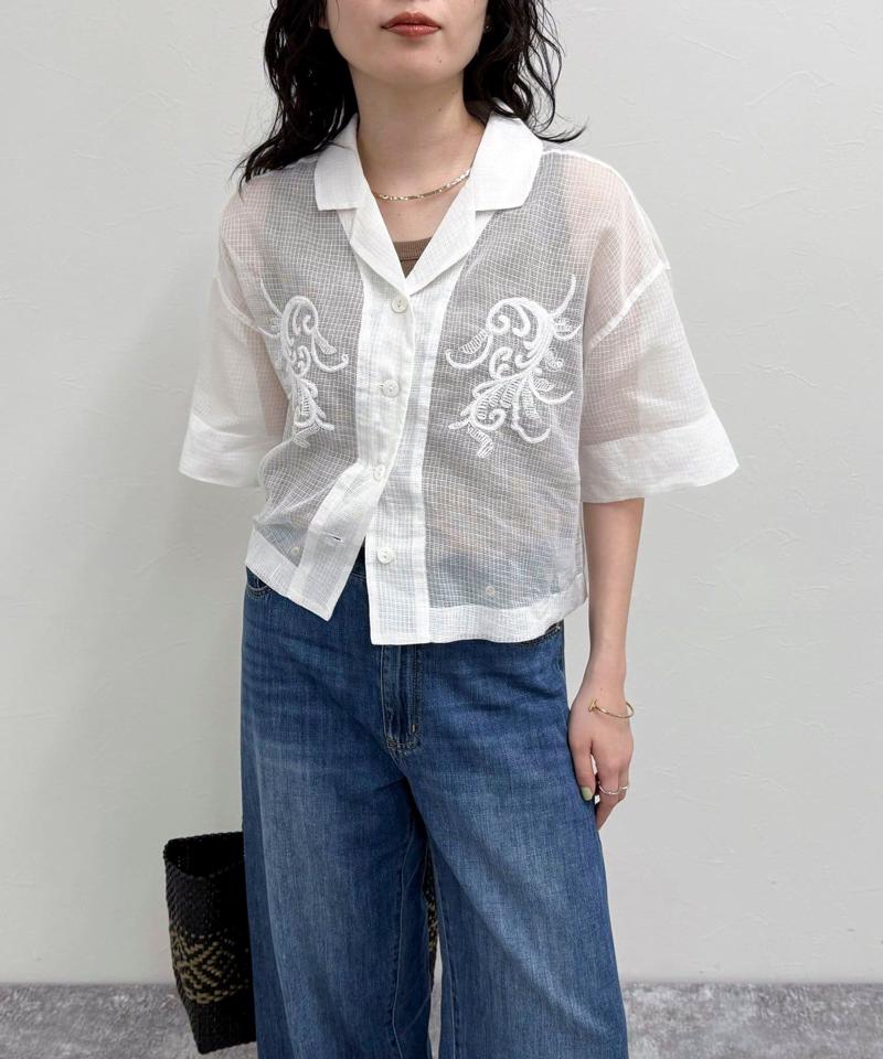ハンド刺繍ショートシャツ