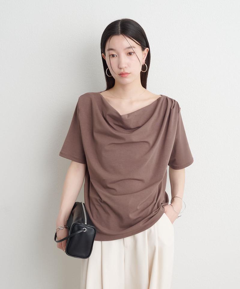 ボートネックドレープ半袖Ｔシャツ