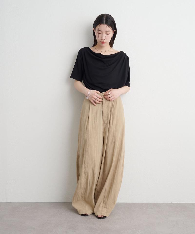 ボートネックドレープ半袖Ｔシャツ