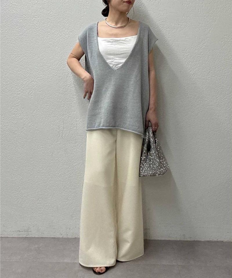 【再販から2日で完売！】【体型カバー】深Vニットプルオーバー