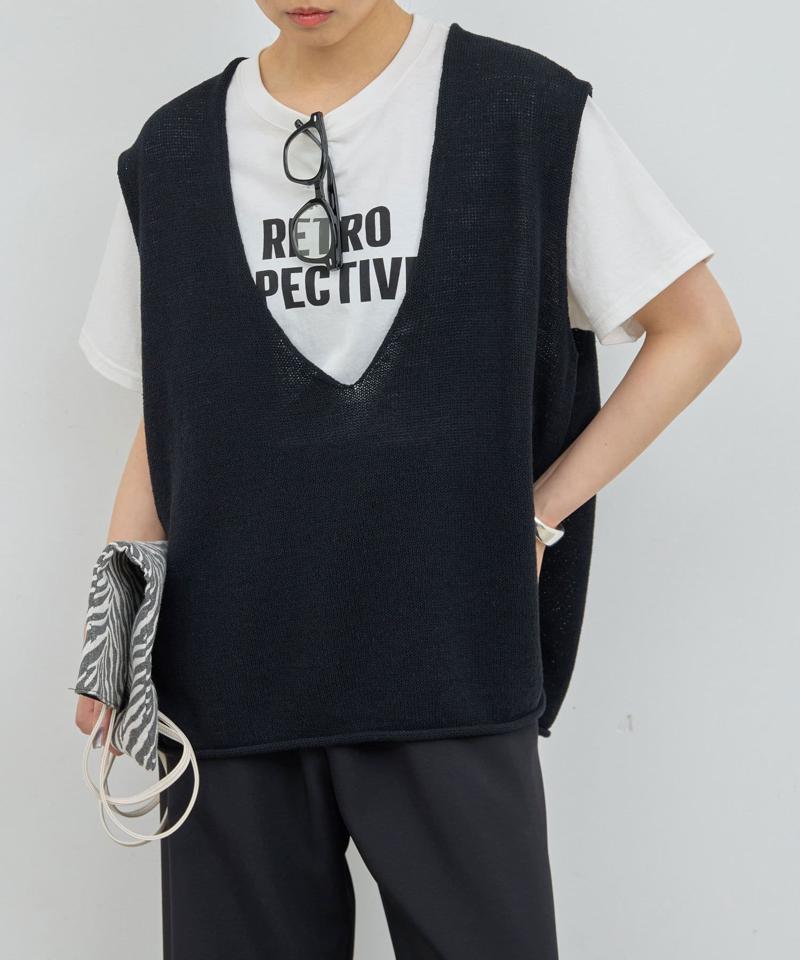 【再販から2日で完売！】【体型カバー】深Vニットプルオーバー