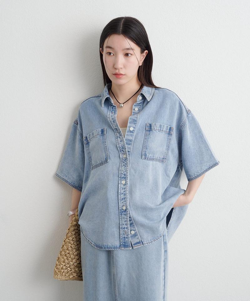 【セットアップ着用可能◎】セルロースデニムシャツ