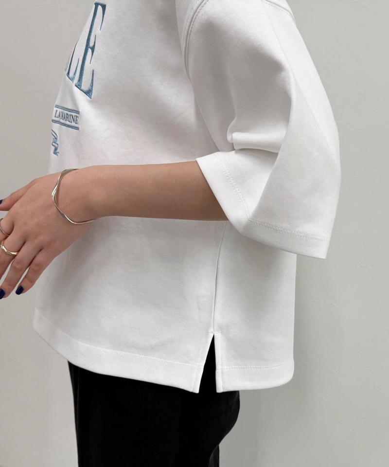 エンブレム刺繍ポンチTシャツプルオーバー