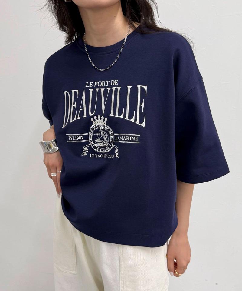 エンブレム刺繍ポンチTシャツプルオーバー