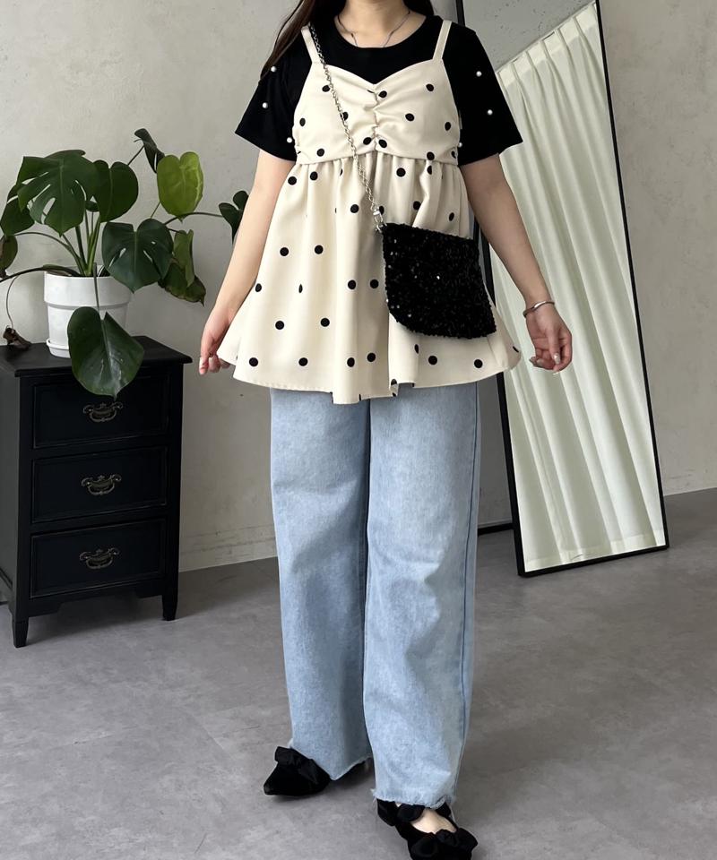 袖パールリブTシャツ