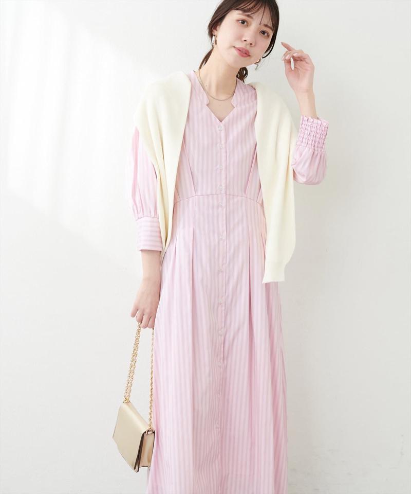 【natural couture】タックシャツワンピース