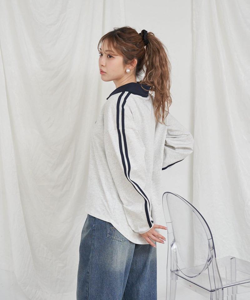 【RAY CASSIN】襟スキッパーラインルーズTシャツ