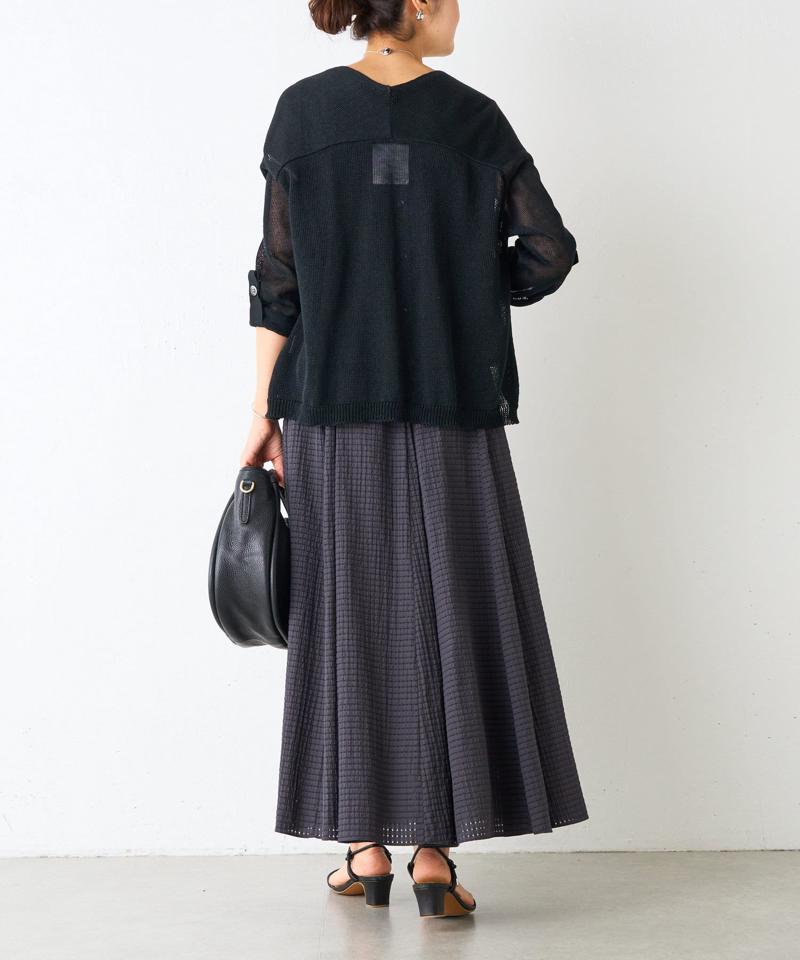 シアーチェックフレンチブラウス