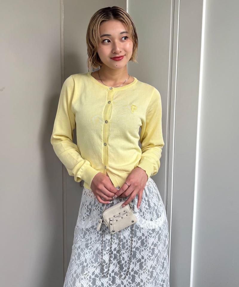 ワンポイントクルーカーディガン