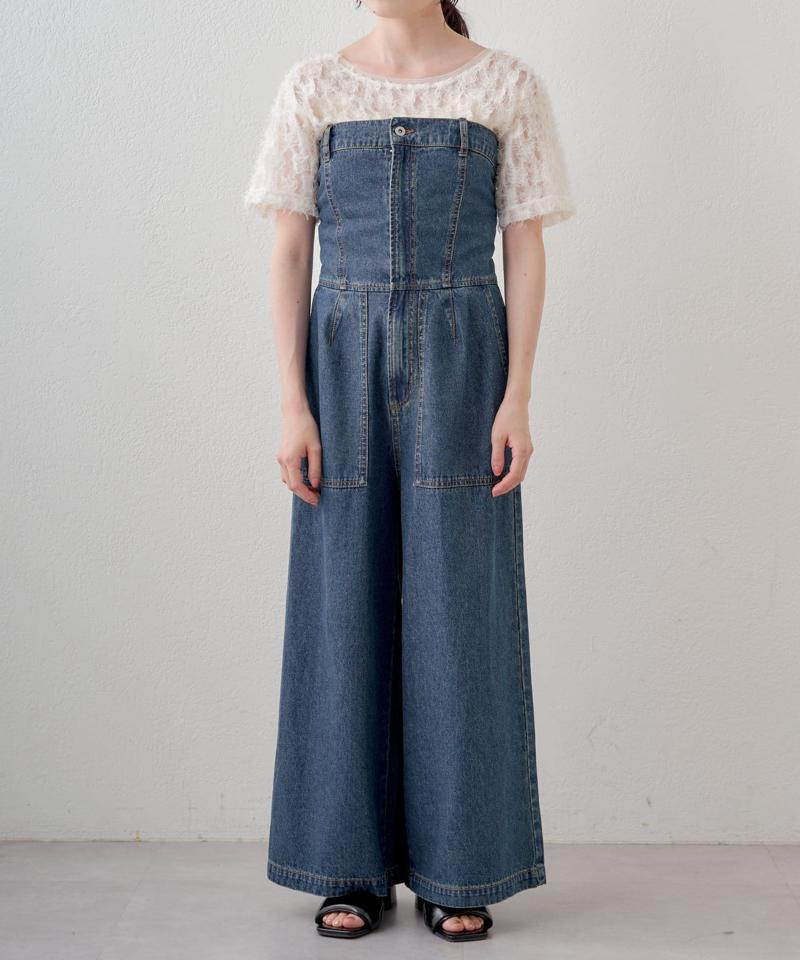 【低身長サイズ/2サイズ展開/WEB限定】デニムベアサロペット