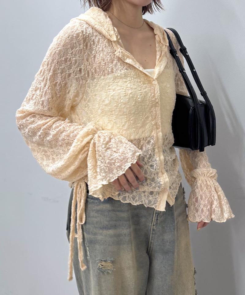 [mline]フード付き レースドロスト