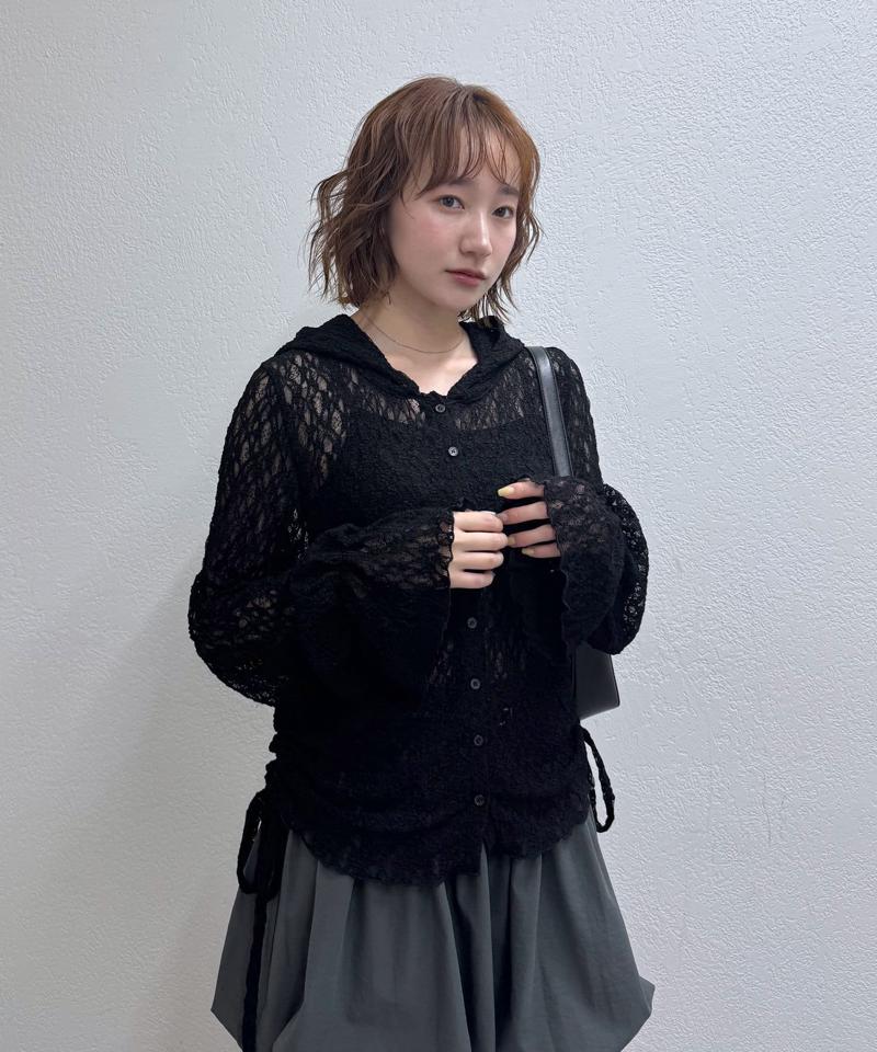 [mline]フード付き レースドロスト