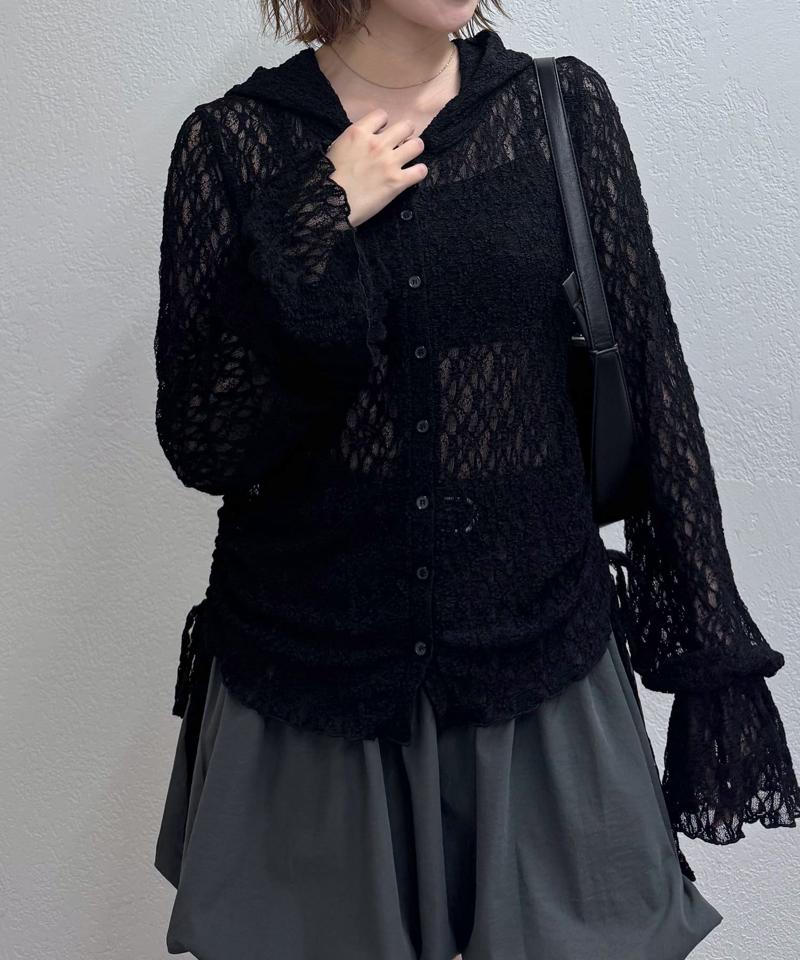 [mline]フード付き レースドロスト