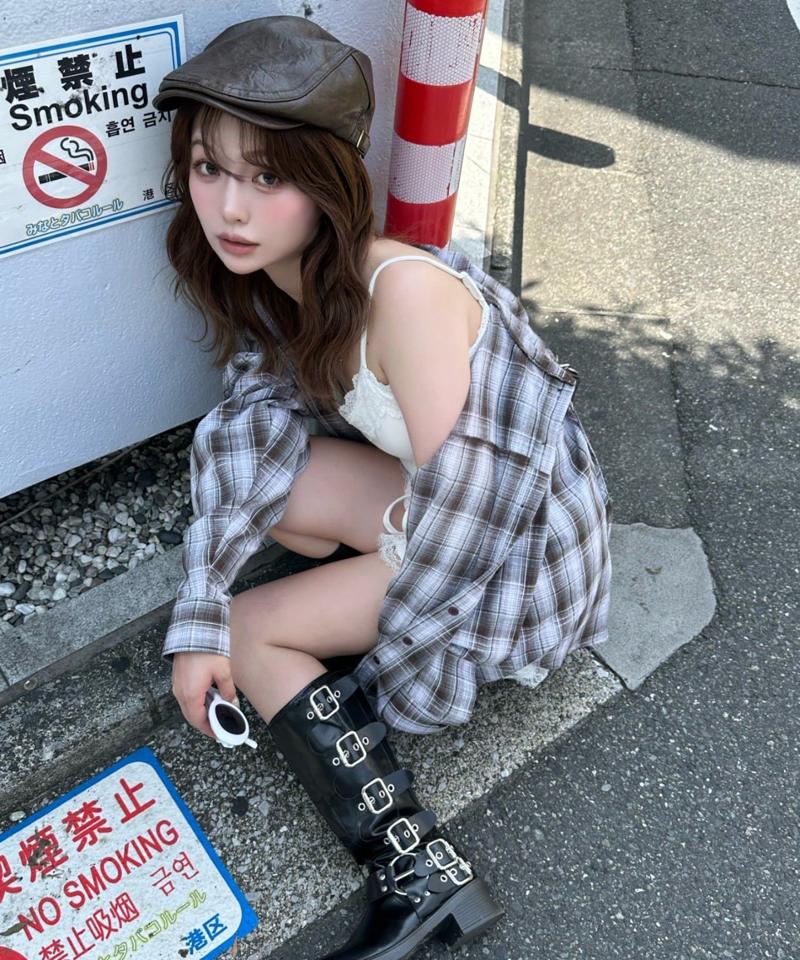 【今買って秋まで使える】オーバーサイズフード付きチェック/レースシャツ