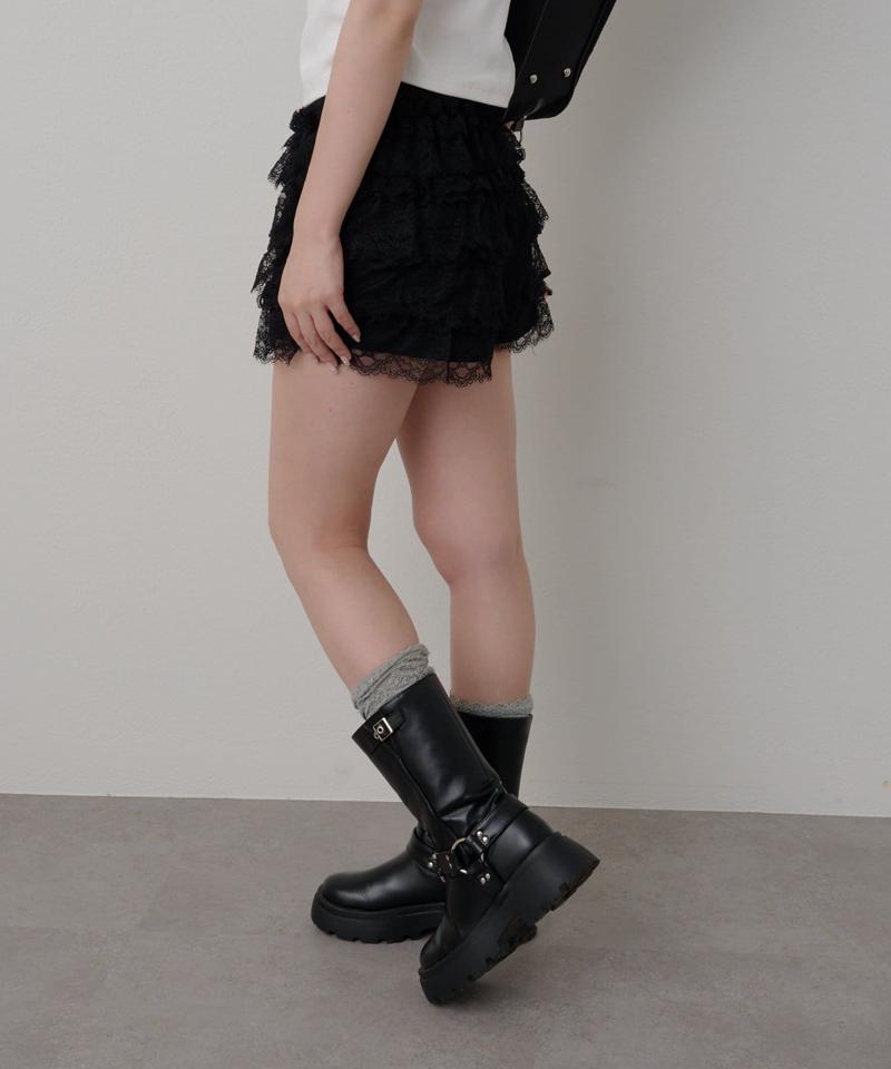 ボリュームフリルレースショートパンツ