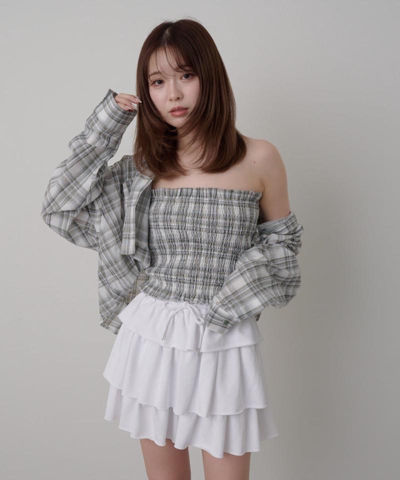 チェックシャツボレロ