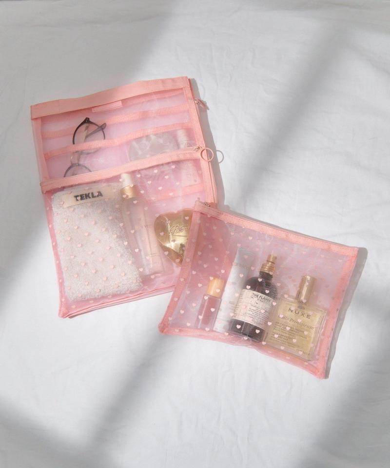 【WEB限定】【人気の為再入荷/新色追加】ハートメッシュポーチ(L)