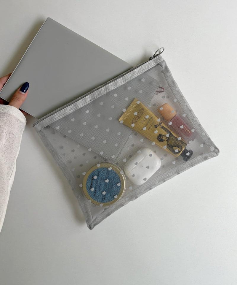 【WEB限定】【人気の為再入荷/新色追加】ハートメッシュポーチ(L)