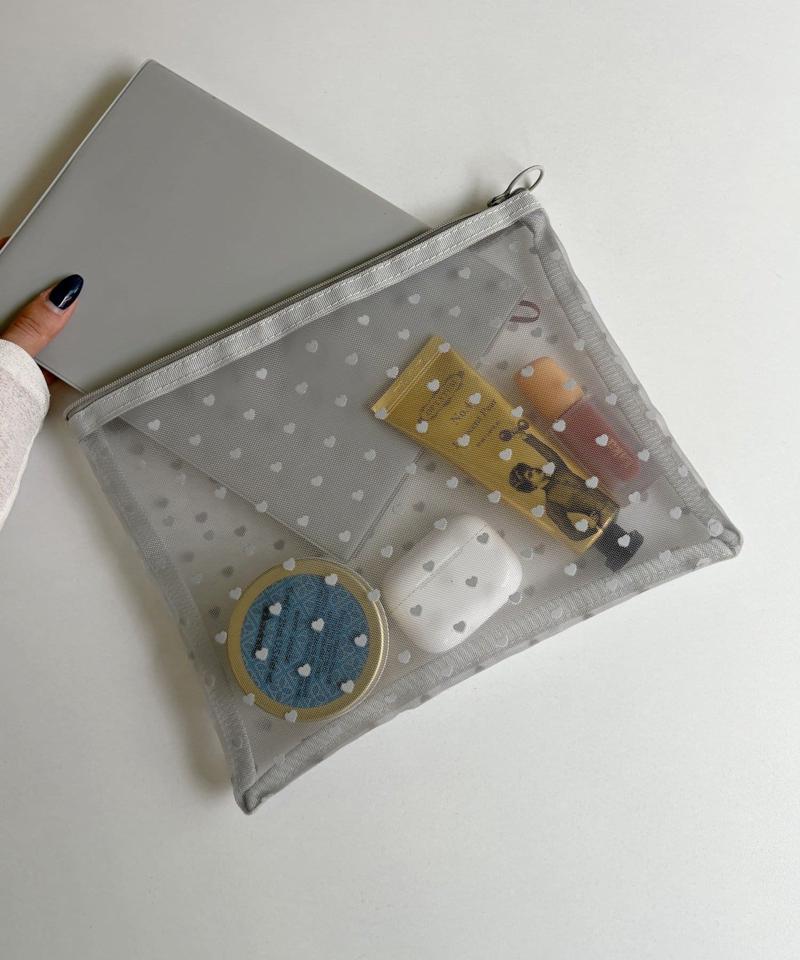 【WEB限定】【人気の為再入荷/新色追加】ハートメッシュポーチ(L)