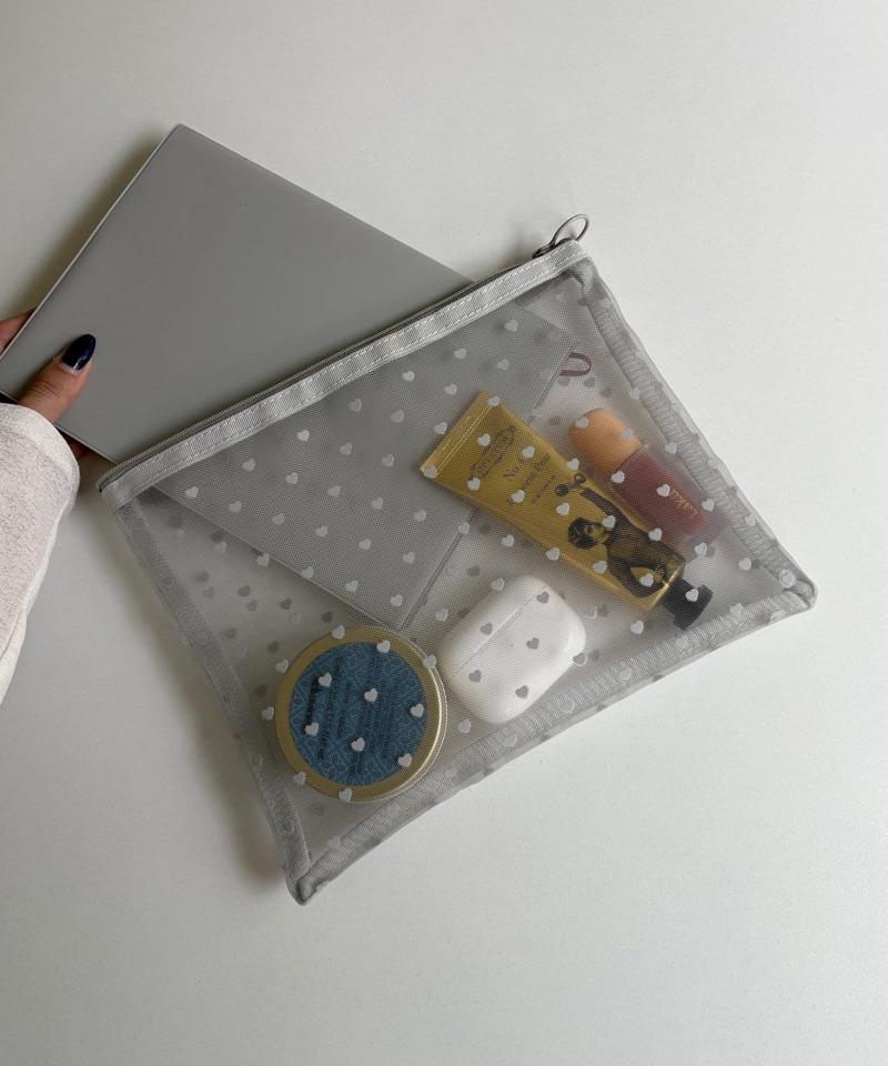 【WEB限定】【人気の為再入荷/新色追加】ハートメッシュポーチ(L)