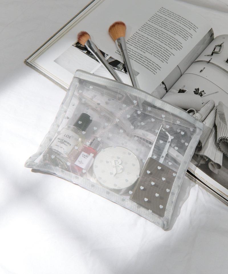 【WEB限定】【人気の為再入荷/新色追加】ハートメッシュポーチ(L)