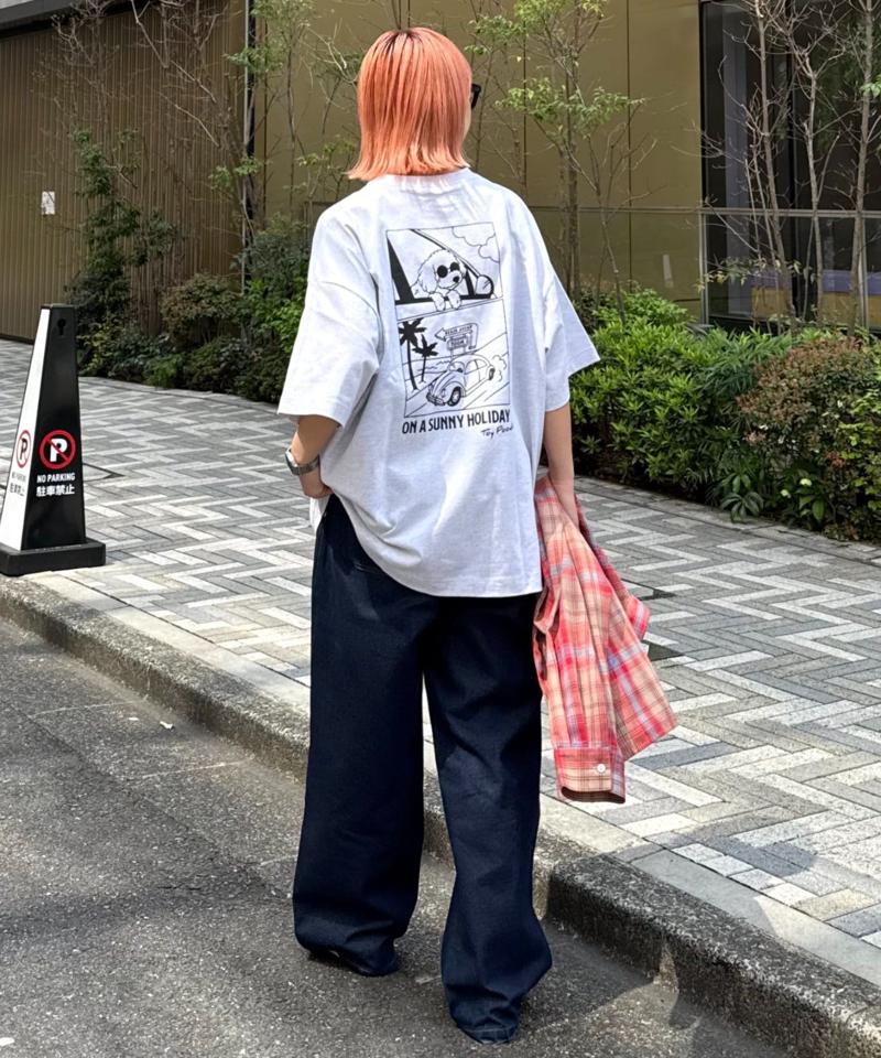 【DOGS】ユニセックスアニマル刺繍ロゴ半袖TEE