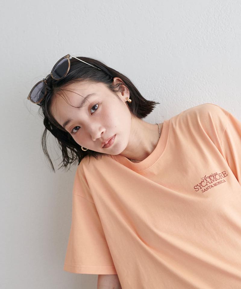 【ユニセックス】カラー刺繍ロゴTシャツ