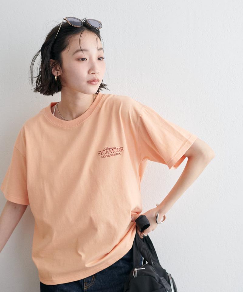 【ユニセックス】カラー刺繍ロゴTシャツ