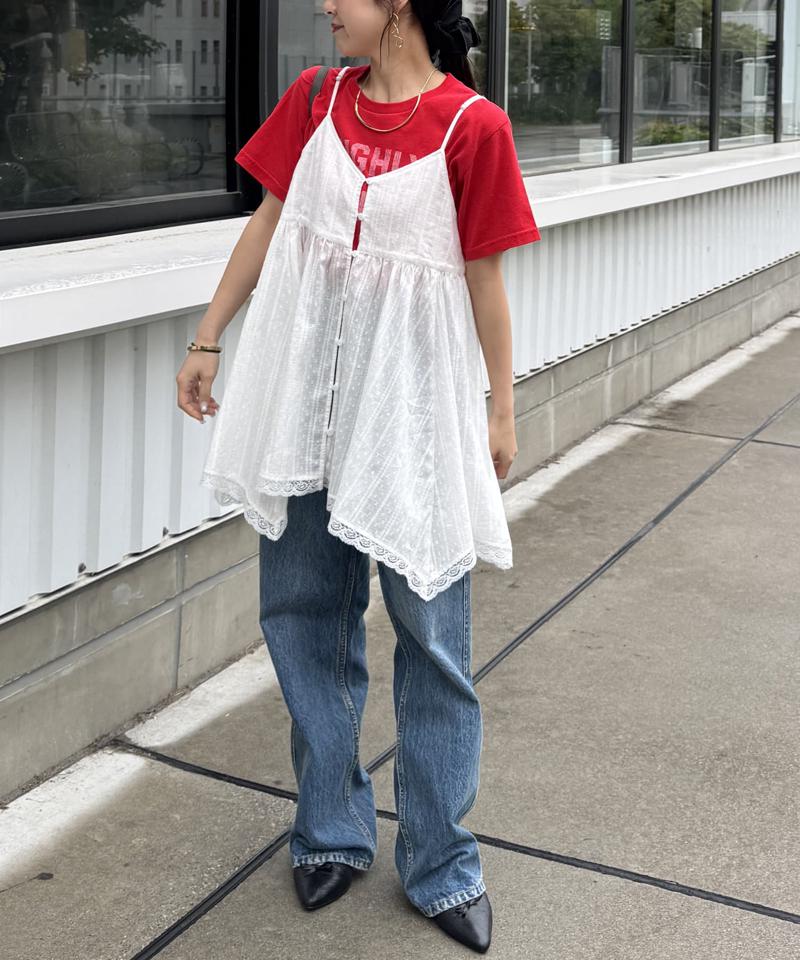 【今期の大本命◎】アシメヘムレースキャミチュニック≪腰回りカバー/Vネックでスッキリ≫