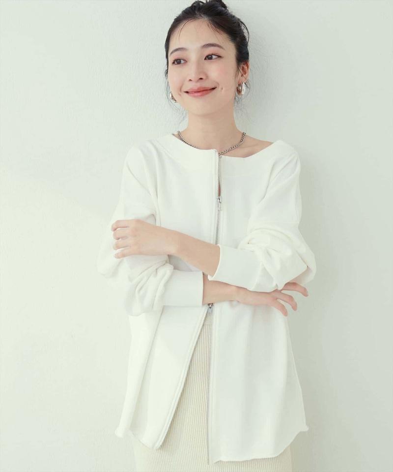 【natural couture】オフショルZIP裏毛プルオーバー