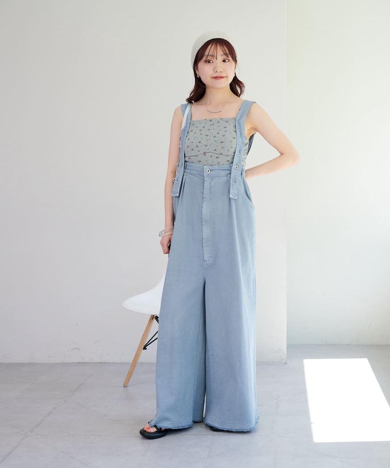 【低身長サイズ/2サイズ展開】サスペンダー付きパンツ
