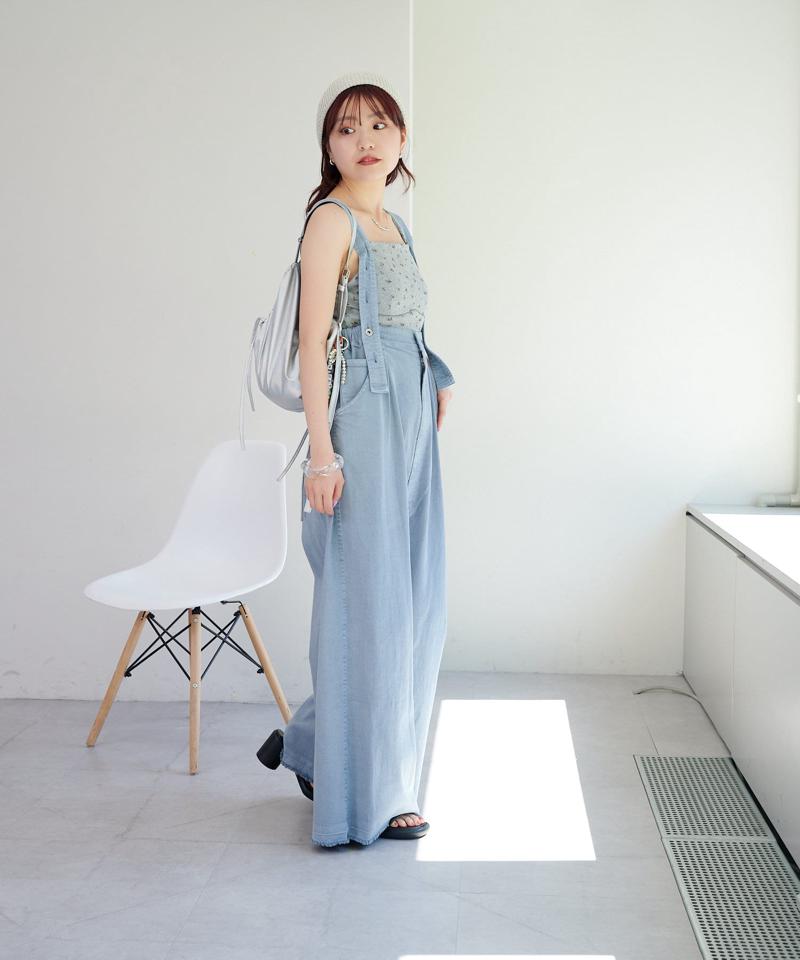 【低身長サイズ/2サイズ展開】サスペンダー付きパンツ
