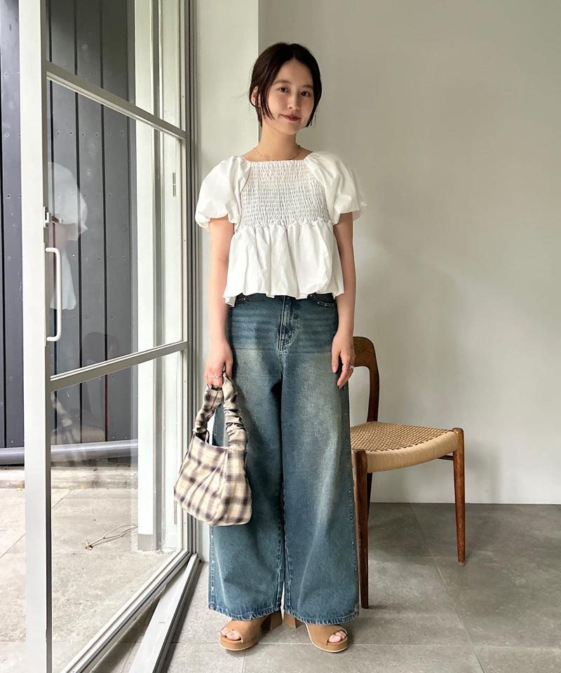 【セットアップ対応/低身長サイズ/2サイズ展開/ウエスト調節可】スタッズデニムパンツ