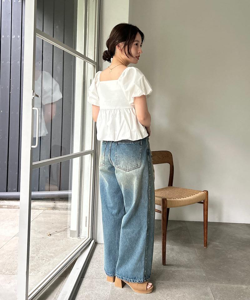【セットアップ対応/低身長サイズ/2サイズ展開/ウエスト調節可】スタッズデニムパンツ