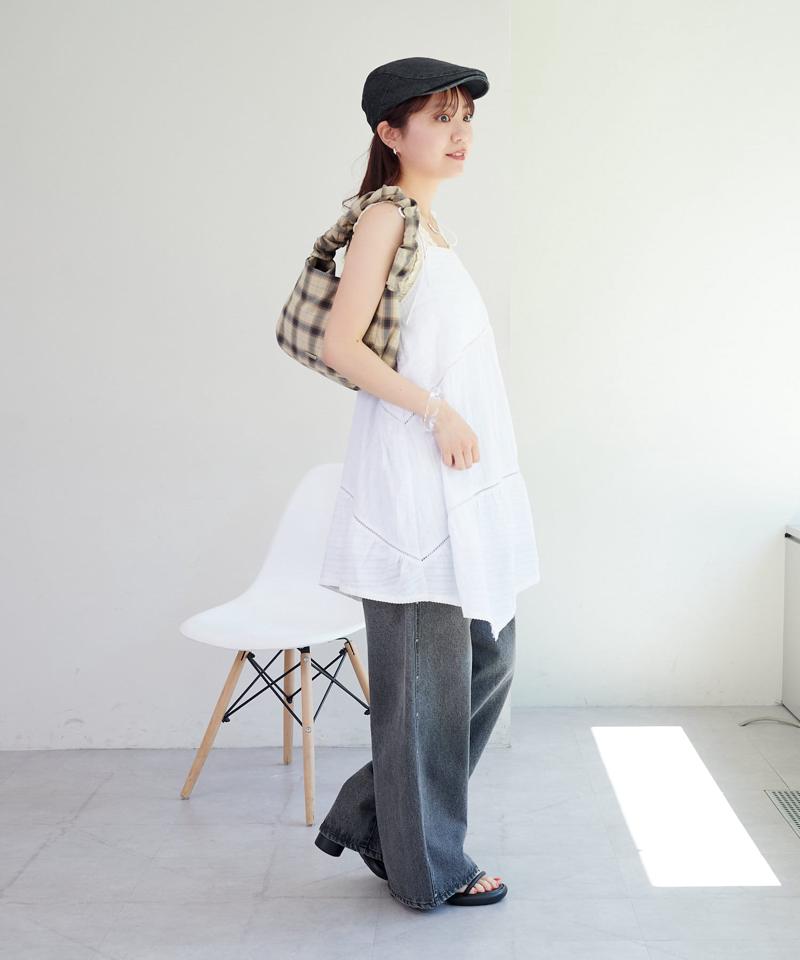 【セットアップ対応/低身長サイズ/2サイズ展開/ウエスト調節可】スタッズデニムパンツ