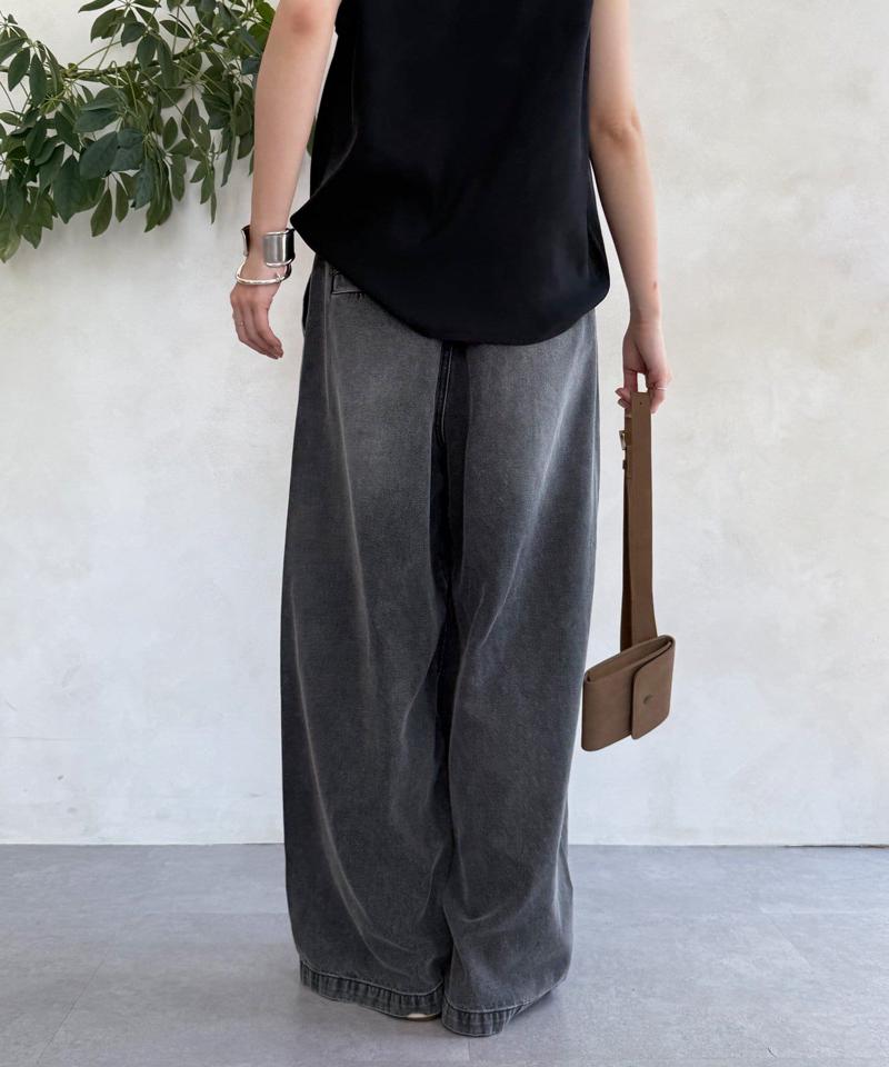 【完売カラー再追加！】デニムワイドイージーパンツ