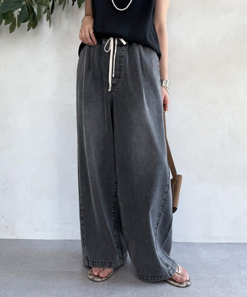 【完売カラー再追加！】デニムワイドイージーパンツ