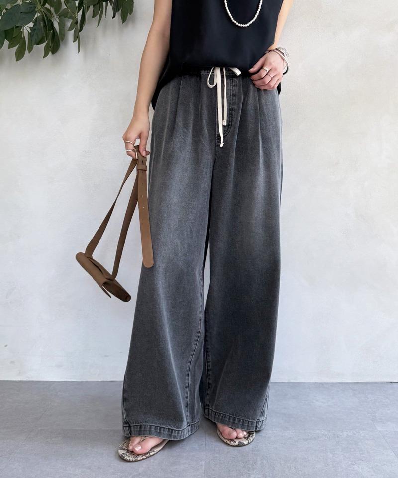 【完売カラー再追加！】デニムワイドイージーパンツ